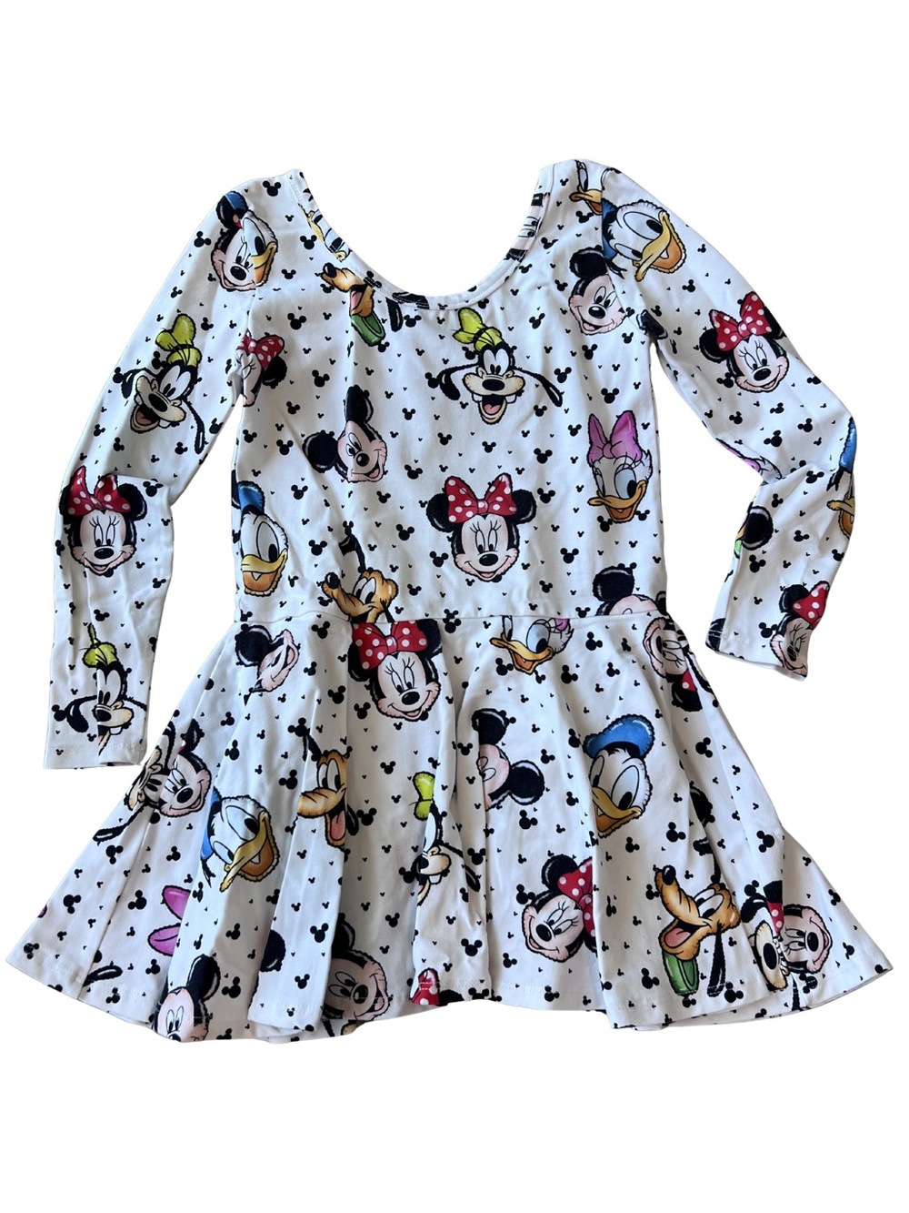 Wild Rich Kids Girls' White Mickey balloons Long Sleeve Skirted Leotard